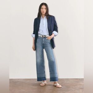 Everlane Two-Tone Hem Wide-Leg Jeans in Light Blue